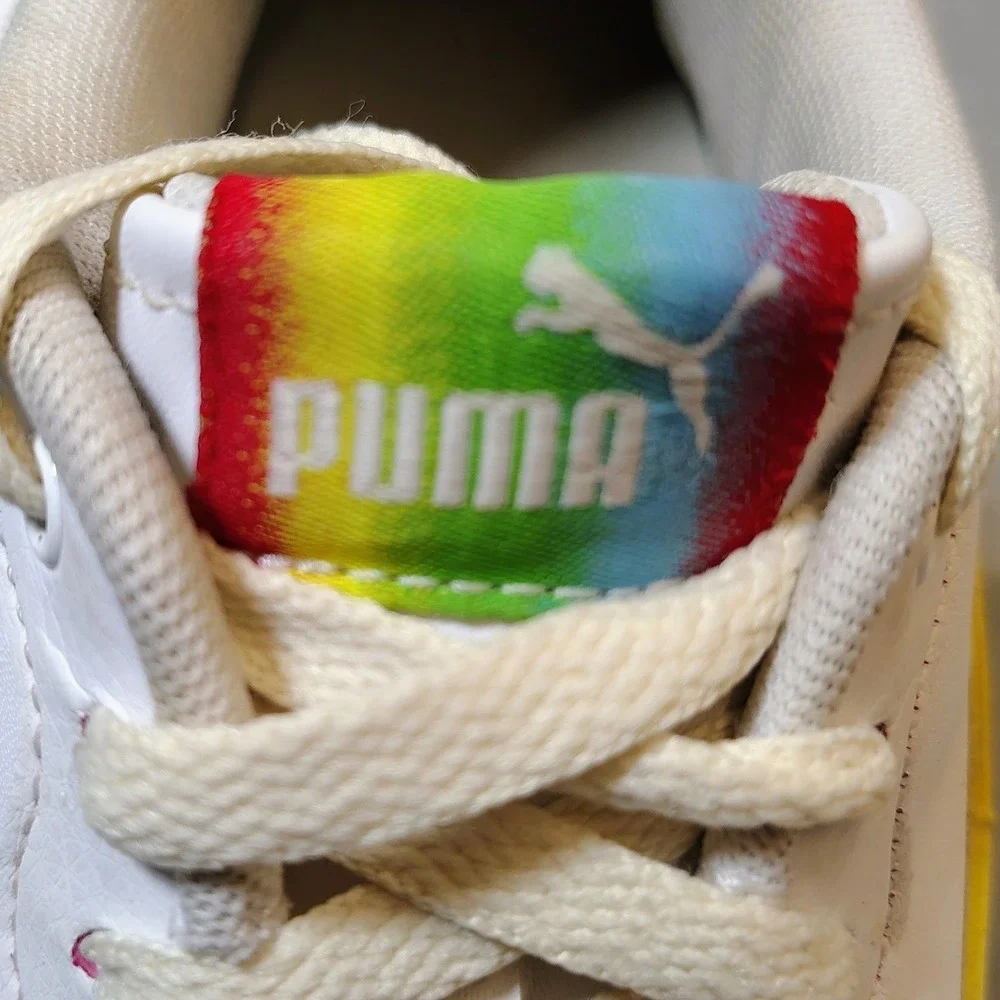 Puma Skye White Rainbow Tag Low Top Sneakers Women's Size 6.5 SoftFoam+ Pride